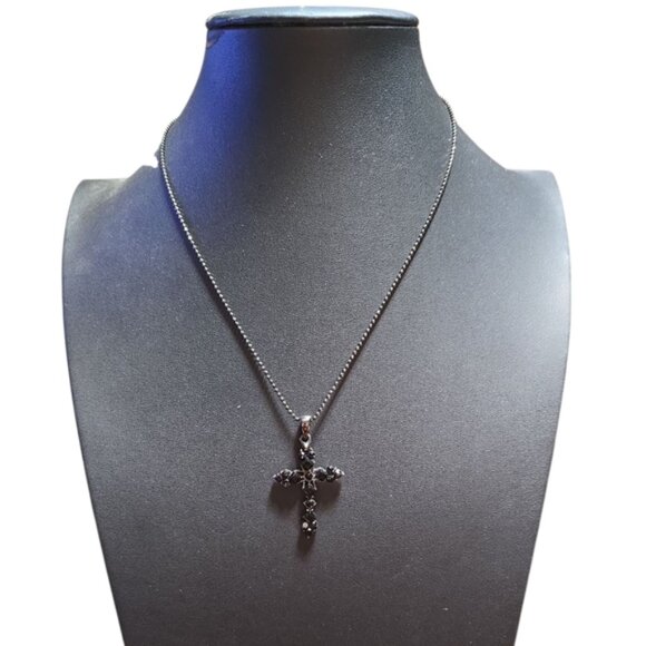 Jewelry - Black Marcasite Cross Pendent Necklace 12